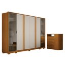 Ver imagem 1 de Guarda Roupa Casal Prime 6 Portas Off White com Cômoda Diamante 4 Gavetas 1 Porta Cinamomo – Leifer