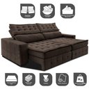 Ver imagem 3 de Sofá Retrátil e Reclinável 3,15m Cama inBox Big Puffer com SoftGel D40 Velupluma Café