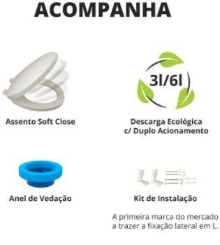 Bacia vaso sanitário monobloco Fluir preto brilho - 7