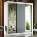 Ver imagem 1 de Guarda-roupa Casal Madesa Mônaco 3 Portas de Correr com Espelhos - Branco/cinza
