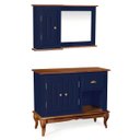 Ver imagem 1 de Gabinete para Banheiro 2 Portas com Espelheira Dália 3058 - Azul Petróleo/imbuia Glazer