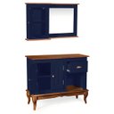 Ver imagem 2 de Gabinete para Banheiro 2 Portas com Espelheira Dália 3058 - Azul Petróleo/imbuia Glazer