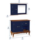 Ver imagem 6 de Gabinete para Banheiro 2 Portas com Espelheira Dália 3058 - Azul Petróleo/imbuia Glazer