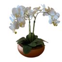 Ver imagem 2 de Arranjo Grande Centro de Mesa 3 Orquídeas Branca 3d Vaso Cobre Decore Fácil Shop