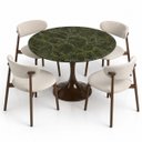 Ver imagem 3 de Mesa de Jantar Saarinen Redonda 130 cm Tampo Mármore Verde Vitória Régia Base Laca Marrom Cacau