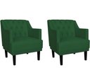 Ver imagem 1 de Kit 2 Poltronas Decorativa Alice Suede Verde Pés Madeira Ms Decor