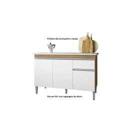 Balcão Gabinete de Pia Tatiane 120cm Amêndoa/branco S/tampo - Ajl Móveis - 3