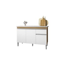 Balcão Gabinete de Pia Tatiane 120cm Amêndoa/branco S/tampo - Ajl Móveis - 2