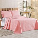 Ver imagem 1 de Kit Cobre Leito Colcha Ideale Queen 3 Peças Matelado Geométrico - Salmão - 100% Poliéster