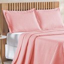 Ver imagem 2 de Kit Cobre Leito Colcha Ideale Queen 3 Peças Matelado Geométrico - Salmão - 100% Poliéster