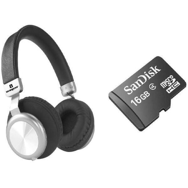 Fone de Ouvido Bluetooth + Cartão de Memória 16Gb | MadeiraMadeira