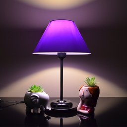 Abajur Slim Black´n Purple Luminária de Mesa Fino Quarto Sala – Base Preto Cúpula Lilás - 3