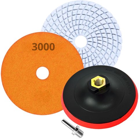 Suporte de Borracha para Disco de Lixa 115mm Aderente Com Adaptador + Disco de Lixa Diamantada Grão