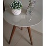 Mesa de Canto Tampo 60cm Off White com Vidro Pés 70cm - 2