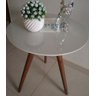 Mesa de Canto/Centro Tampo 40cm Cor Off White com Vidro Pés 45cm - 3