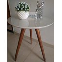 Ver imagem 2 de Mesa de Canto/Centro Tampo 40cm Cor Off White com Vidro Pés 45cm