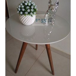 Mesa de canto tampo 40 cm off white com vidro pés 60 cm - 3