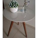 Ver imagem 3 de Mesa de canto tampo 40 cm off white com vidro pés 60 cm