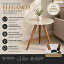 Ver imagem 4 de Mesa Lateral para Sala Redonda 40cm Mesa de Canto Off White 70cm com Pés Palito