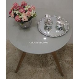 Mesa de Canto Tampo 50cm Cor Off White Vidro Pés 60cm - 5
