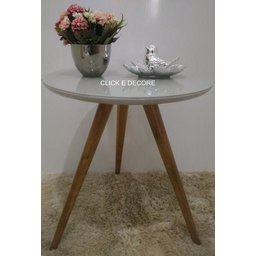 Mesa de Canto Tampo 50cm Cor Off White Vidro Pés 60cm - 2