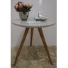 Mesa de Canto Tampo 50cm Cor Off White Vidro Pés 60cm - 2