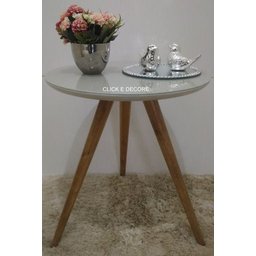 Mesa de Canto Tampo 50cm Cor Off White Vidro Pés 60cm - 4