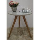 Ver imagem 4 de Mesa de Canto Tampo 50cm Cor Off White Vidro Pés 60cm