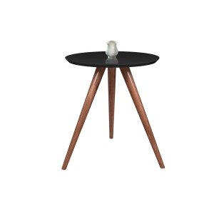 Mesa de Canto Tampo 40cm Cor Preta com Vidro Pés 60cm