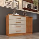 Ver imagem 1 de Cômoda para Quarto Ripada 1 Portas 4 Gavetas - Barcelona-cinamomo/off White - Tcil Móveis