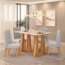 Ver imagem 6 de Mesa Karen 136 Cedro Off White com Kit 4 Cadeiras Sara Cedro Linho Neblina-DJ Móveis