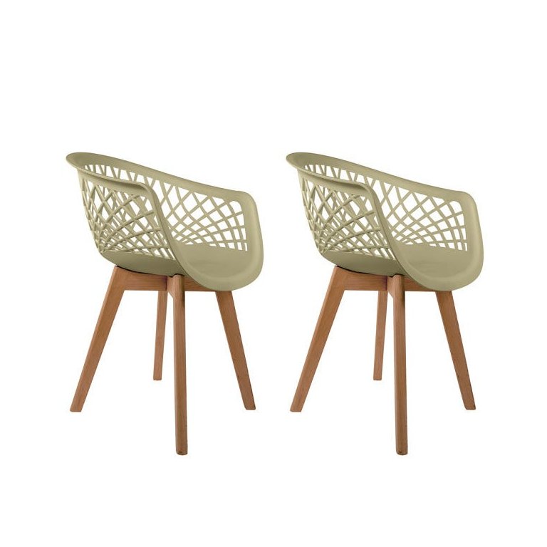 Kit 2 Cadeiras Web Fendi - Base Wood