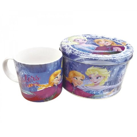 Caneca de Porcelana 340ML na Lata Anna & Elsa Frozen