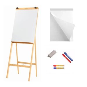 Cavalete Porta Bloco Flip Chart Quadro Bco Pinus Luxo 1,80 Mts 2525 SOUZA + Bloco Flip Chart 50 Folh