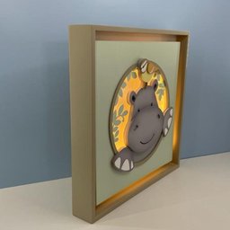 Quadro Caixa Charme Safari Hipopótamo - QDSF-04 BH BABY KIDS - 3