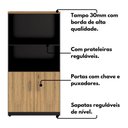 Ver imagem 6 de Armário Escritório Estante 80cm X 160cm 2 Portas Mac Pr F5 Cor:macadâmia com Preto