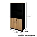 Ver imagem 3 de Armário Escritório Estante 80cm X 160cm 2 Portas Mac Pr F5 Cor:macadâmia com Preto