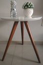 Ver imagem 3 de Mesa de Canto Tampo 50cm Branca Vidro Pés 50cm