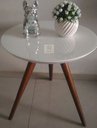 Ver imagem 2 de Mesa de Canto Tampo 50cm Branca Vidro Pés 50cm