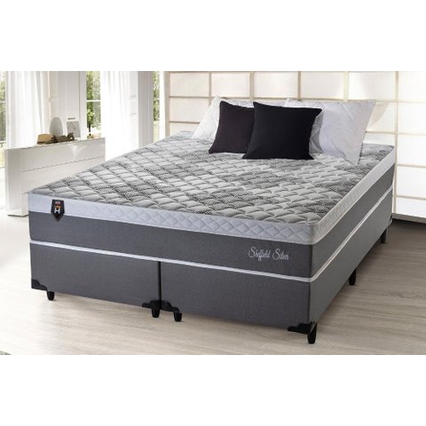 Conjunto Cama Box Queen Size Sheffield 158x198x65 c/ Molas Ensacadas