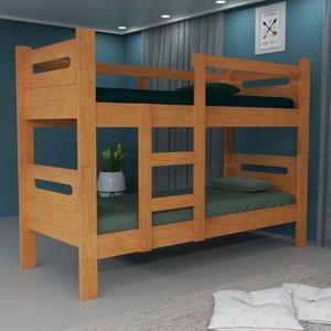Beliche Solteiro Amanda com Escada 2 Andares Cor Cerejeira