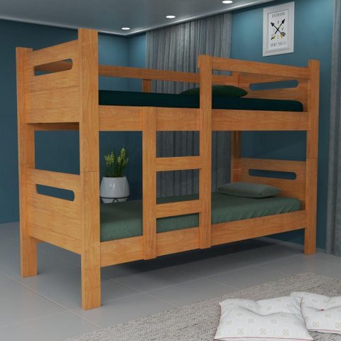 Beliche Solteiro Amanda com Escada 2 Andares Cor Cerejeira