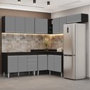 Ver imagem 2 de Armário de Cozinha Modulado de Canto 7 Peças Cp19 Balcão sem Tampo Preto/cinza - Lumil Lumil Móveis