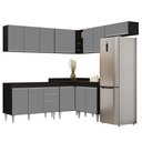 Ver imagem 1 de Armário de Cozinha Modulado de Canto 7 Peças Cp19 Balcão sem Tampo Preto/cinza - Lumil Lumil Móveis