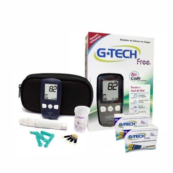 Aparelho Medidor de Glicose Kit Completo - G Tech Free Aparelho de Glicose  G-Tech