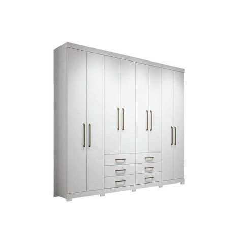 Guarda Roupa Casal 8 Portas e 6 Gavetas c/ Pés Master 8.6 Branco - Santos Andirá
