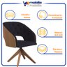 Poltrona Decorativa Giratória Giratória Núbia para Sala de Estar Veludo Preto - Mobília Mobília - 5