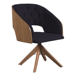 Poltrona Decorativa Giratória Giratória Núbia para Sala de Estar Veludo Preto - Mobília Mobília