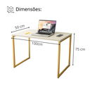 Ver imagem 5 de Mesa Escrivaninha Home Ofice Industrial 100% Mdf:branco-gold