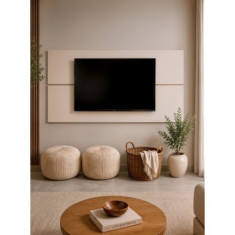 Painel para TV 180cm Retro MDF Branco Dallas - On Móveis